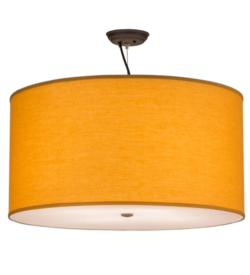 Meyda Lighting Cilindro 27" 4-Light Oil Rubbed Bronze Play Textrene Pendant Light With Vintage Gold Textrene Shade