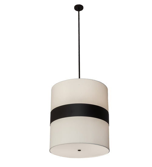 Meyda Lighting Cilindro 27" Oil Rubbed Bronze Pendant Light With White Textrene & Statuario Idalight Shade