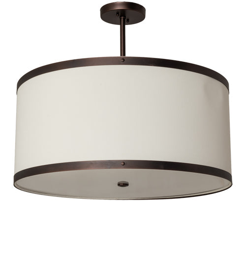 Meyda Lighting Cilindro 28" 4-Light Mahogany Bronze Pendant Light With Eggshell Textrene & Statuario Idalight Shade