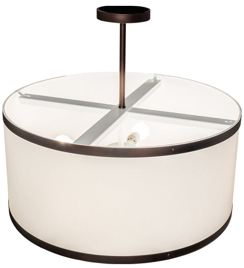 Meyda Lighting Cilindro 28" 4-Light Mahogany Bronze Pendant Light With Eggshell Textrene & Statuario Idalight Shade