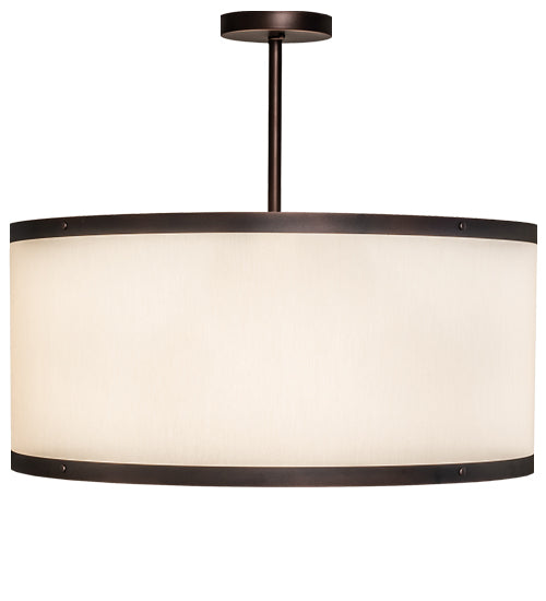 Meyda Lighting Cilindro 28" 4-Light Mahogany Bronze Pendant Light With Eggshell Textrene & Statuario Idalight Shade