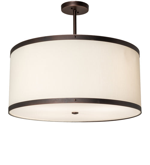 Meyda Lighting Cilindro 28" 4-Light Mahogany Bronze Pendant Light With Eggshell Textrene & Statuario Idalight Shade