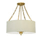 Meyda Lighting Cilindro 28" 6-Light Gold Pendant Light With White Eggshell Textrene Shade