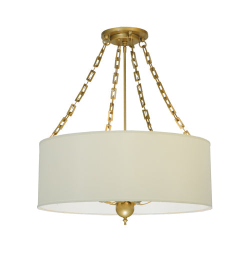 Meyda Lighting Cilindro 28" 6-Light Gold Pendant Light With White Eggshell Textrene Shade