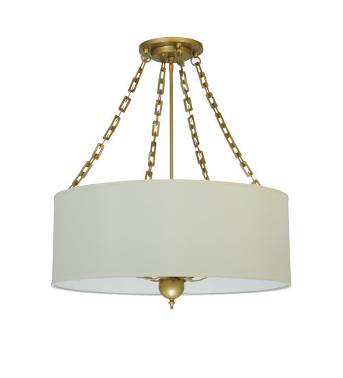 Meyda Lighting Cilindro 28" 6-Light Gold Pendant Light With White Eggshell Textrene Shade