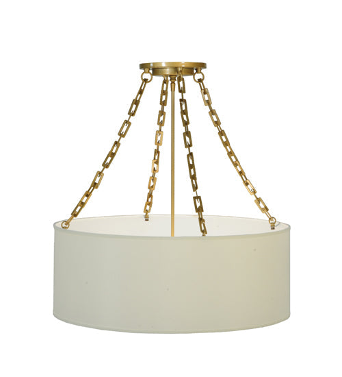 Meyda Lighting Cilindro 28" 6-Light Gold Pendant Light With White Eggshell Textrene Shade