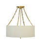 Meyda Lighting Cilindro 28" 6-Light Gold Pendant Light With White Eggshell Textrene Shade