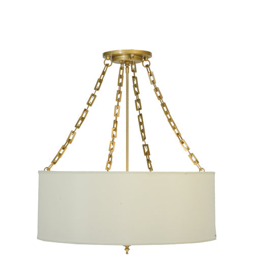 Meyda Lighting Cilindro 28" 6-Light Gold Pendant Light With White Eggshell Textrene Shade