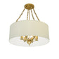Meyda Lighting Cilindro 28" 6-Light Gold Pendant Light With White Eggshell Textrene Shade