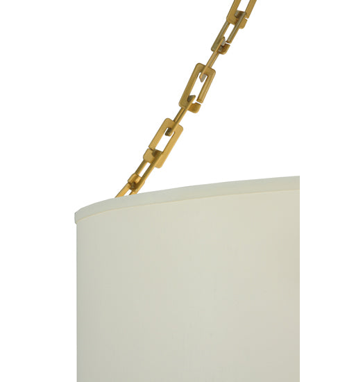 Meyda Lighting Cilindro 28" 6-Light Gold Pendant Light With White Eggshell Textrene Shade