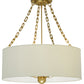 Meyda Lighting Cilindro 28" 6-Light Gold Pendant Light With White Eggshell Textrene Shade