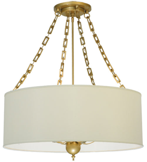 Meyda Lighting Cilindro 28" 6-Light Gold Pendant Light With White Eggshell Textrene Shade