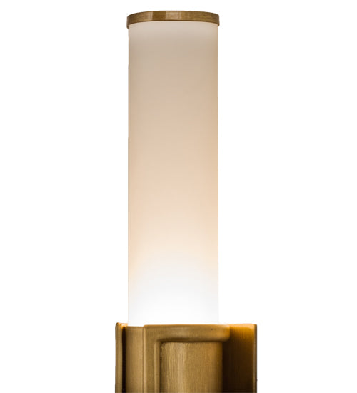 Meyda Lighting Cilindro 3" 2-Light Antique Brass Cintura Wall Sconce With White Opal Shade Glass