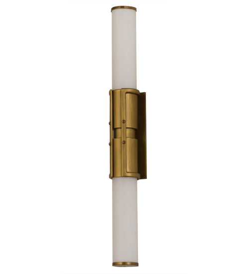 Meyda Lighting Cilindro 3" 2-Light Antique Brass Cintura Wall Sconce With White Opal Shade Glass