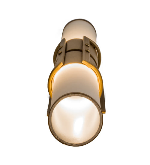 Meyda Lighting Cilindro 3" 2-Light Antique Brass Cintura Wall Sconce With White Opal Shade Glass