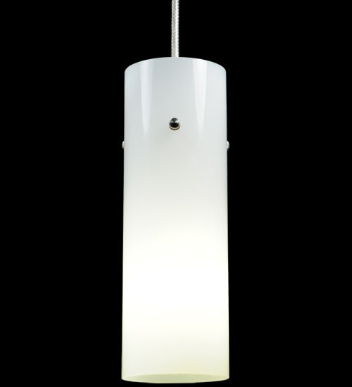Meyda Lighting Cilindro 3" Brushed Nickel Mini Pendant Light With White Acrylic Shade