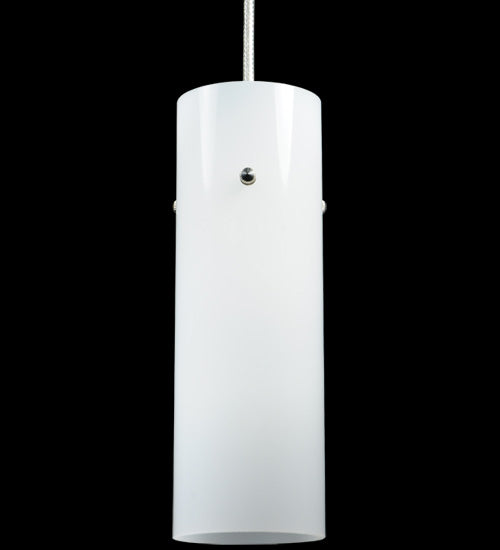 Meyda Lighting Cilindro 3" Brushed Nickel Mini Pendant Light With White Acrylic Shade