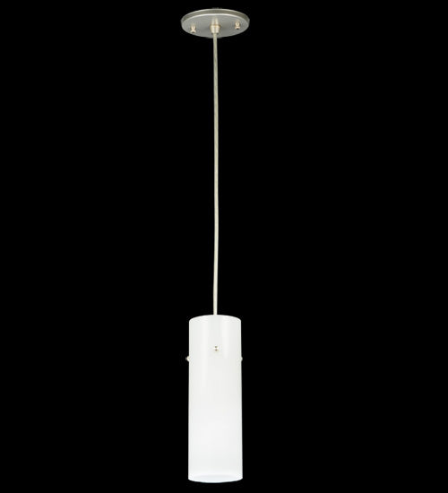 Meyda Lighting Cilindro 3" Brushed Nickel Mini Pendant Light With White Acrylic Shade