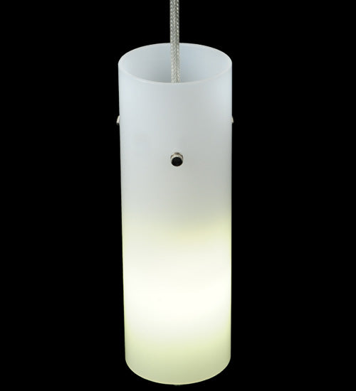 Meyda Lighting Cilindro 3" Brushed Nickel Mini Pendant Light With White Acrylic Shade