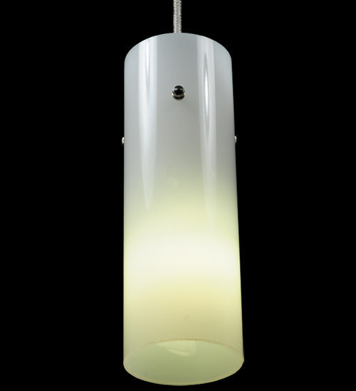 Meyda Lighting Cilindro 3" Brushed Nickel Mini Pendant Light With White Acrylic Shade