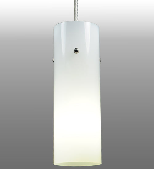 Meyda Lighting Cilindro 3" Brushed Nickel Mini Pendant Light With White Acrylic Shade