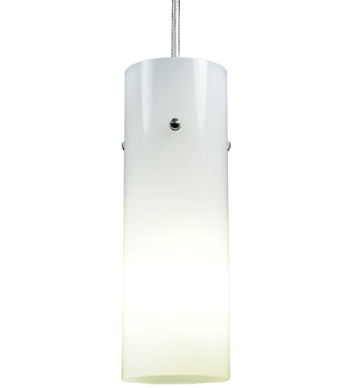 Meyda Lighting Cilindro 3" Brushed Nickel Mini Pendant Light With White Shade