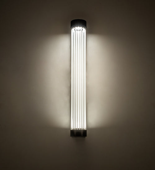 Meyda Lighting Cilindro 3" LED Weathered Brass Pipette Wall Sconce With Clear Shade Glass