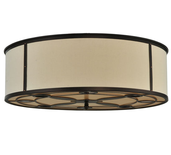 Meyda Lighting Cilindro 30" 16-Light Mahogany Bronze Valence Flush Mount Light With White Textrene Shade