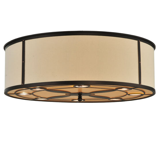 Meyda Lighting Cilindro 30" 16-Light Mahogany Bronze Valence Flush Mount Light With White Textrene Shade