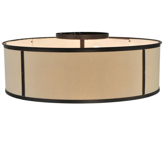 Meyda Lighting Cilindro 30" 16-Light Mahogany Bronze Valence Flush Mount Light With White Textrene Shade