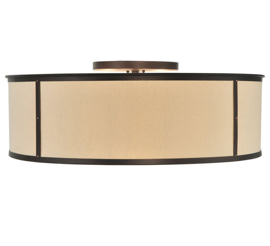 Meyda Lighting Cilindro 30" 16-Light Mahogany Bronze Valence Flush Mount Light With White Textrene Shade