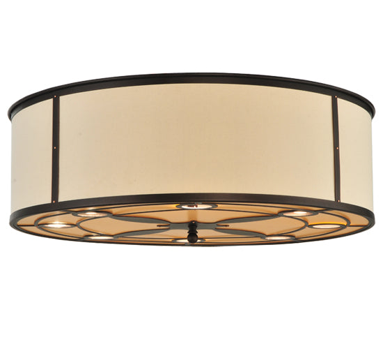 Meyda Lighting Cilindro 30" 16-Light Mahogany Bronze Valence Flush Mount Light With White Textrene Shade