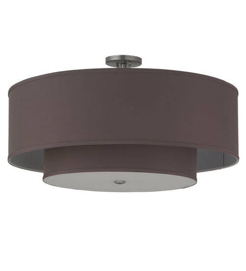 Meyda Lighting Cilindro 30" 2-Light 2-Tier Nickel Pendant Light With Charcoal Beige Textrene Shade