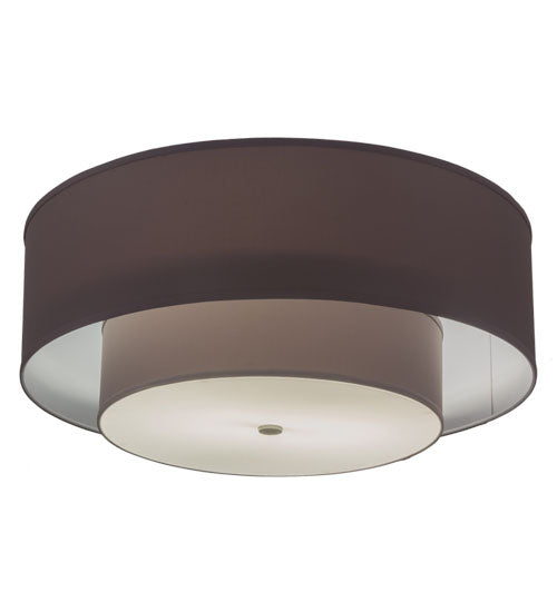 Meyda Lighting Cilindro 30" 2-Light 2-Tier Nickel Pendant Light With Charcoal Beige Textrene Shade
