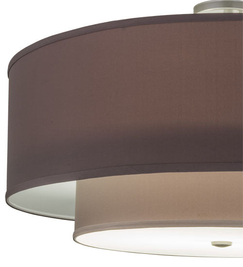 Meyda Lighting Cilindro 30" 2-Light 2-Tier Nickel Pendant Light With Charcoal Beige Textrene Shade