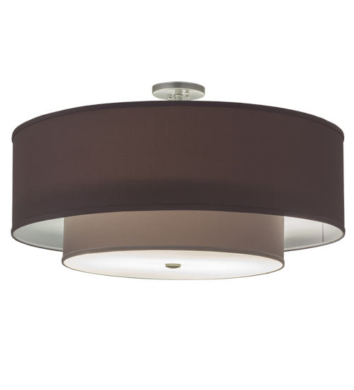 Meyda Lighting Cilindro 30" 2-Light 2-Tier Nickel Pendant Light With Charcoal Beige Textrene Shade
