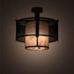 Meyda Lighting Cilindro 30" 3-Light Antique Hammered Gold Weave-Tex Semi-flush Mount Light With Silver Mica Shade Glass