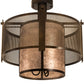 Meyda Lighting Cilindro 30" 3-Light Antique Hammered Gold Weave-Tex Semi-flush Mount Light With Silver Mica Shade Glass