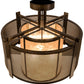Meyda Lighting Cilindro 30" 3-Light Antique Hammered Gold Weave-Tex Semi-flush Mount Light With Silver Mica Shade Glass