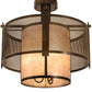 Meyda Lighting Cilindro 30" 3-Light Antique Hammered Gold Weave-Tex Semi-flush Mount Light With Silver Mica Shade Glass