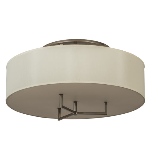 Meyda Lighting Cilindro 30" 3-Light Bronze Metallic Bahn Pendant Light With Beige Textrene & White Statuario Idalight Shade
