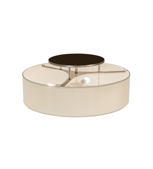 Meyda Lighting Cilindro 30" 3-Light Bronze Metallic Bahn Pendant Light With Beige Textrene & White Statuario Idalight Shade