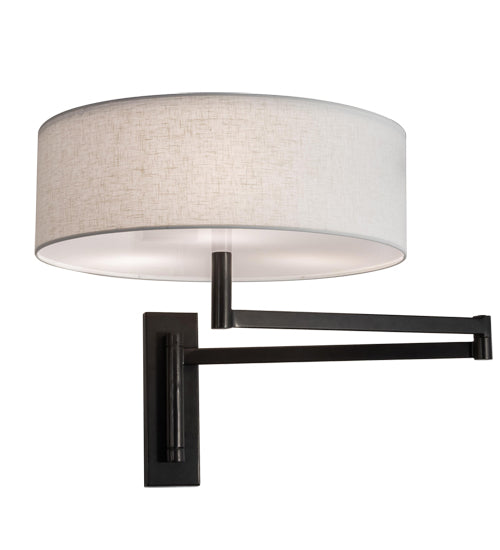 Meyda Lighting Cilindro 30" 3-Light Bronze Wall Sconce With Off White Textrene & Statuario Idalight Shade