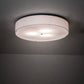 Meyda Lighting Cilindro 30" 3-Light Craftsman Brown Flush Mount Light With Off White Textrene & White Statuario Idalight Shade
