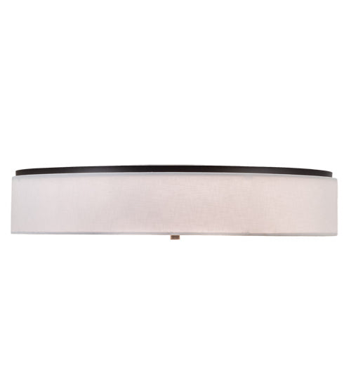 Meyda Lighting Cilindro 30" 3-Light Craftsman Brown Flush Mount Light With Off White Textrene & White Statuario Idalight Shade
