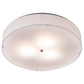 Meyda Lighting Cilindro 30" 3-Light Craftsman Brown Flush Mount Light With Off White Textrene & White Statuario Idalight Shade