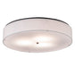 Meyda Lighting Cilindro 30" 3-Light Craftsman Brown Flush Mount Light With Off White Textrene & White Statuario Idalight Shade