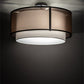 Meyda Lighting Cilindro 30" 3-Light Flat Black Semi-flush Mount Light With White & Black Organza Textrene Shade