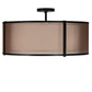 Meyda Lighting Cilindro 30" 3-Light Flat Black Semi-flush Mount Light With White & Black Organza Textrene Shade