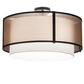 Meyda Lighting Cilindro 30" 3-Light Flat Black Semi-flush Mount Light With White & Black Organza Textrene Shade
